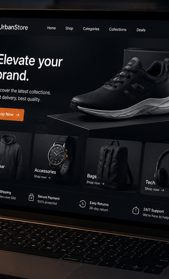 An online store shown on a laptop